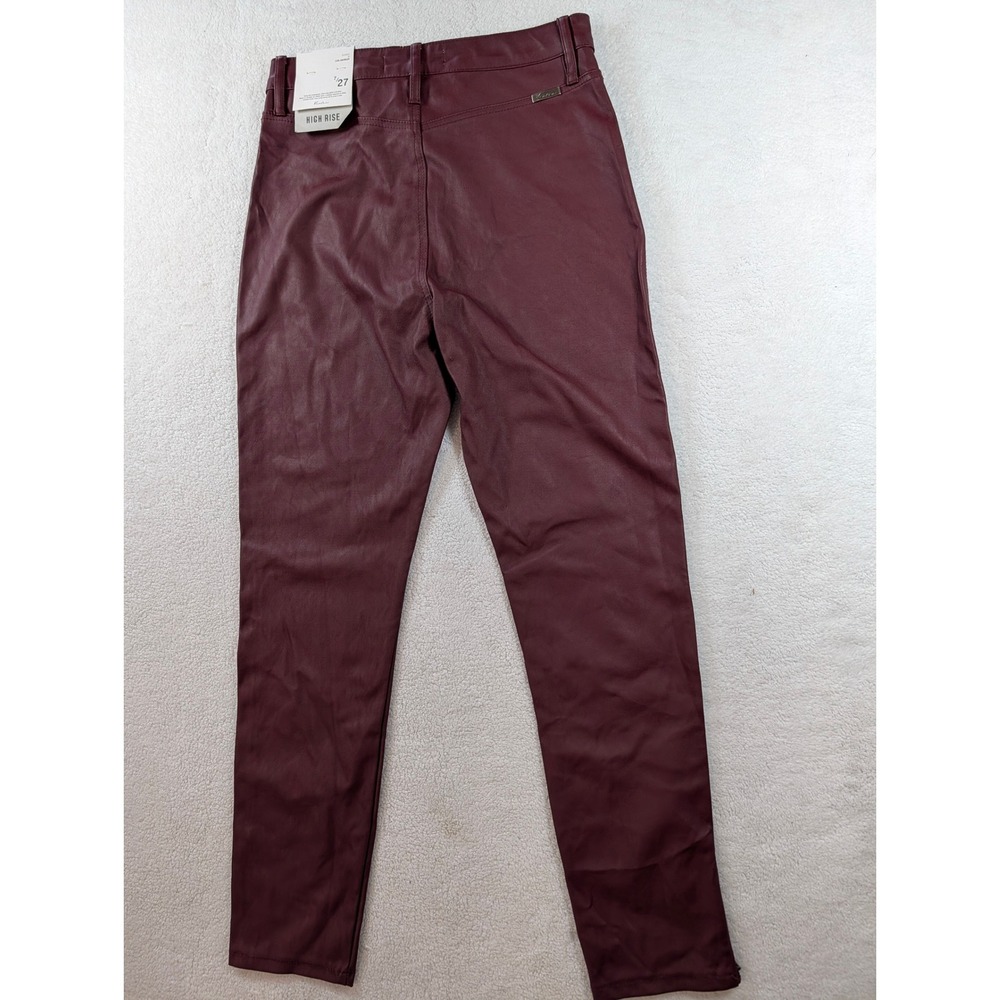 KanCan High Rise Faux Leather Skinny Pants Burgundy Ankle Zip KC7328MA Size 7/27 - Picture 3 of 13